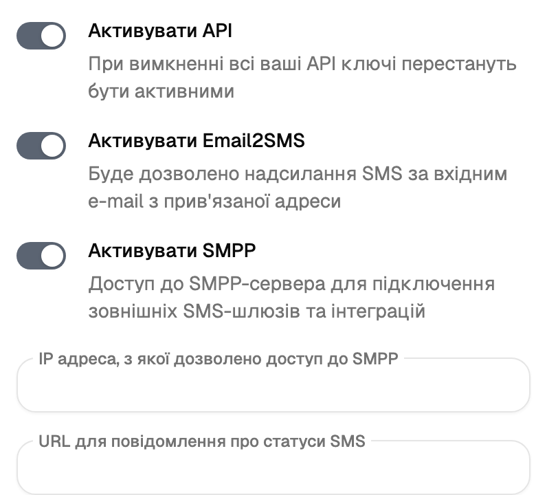 Параметри інтеграції
